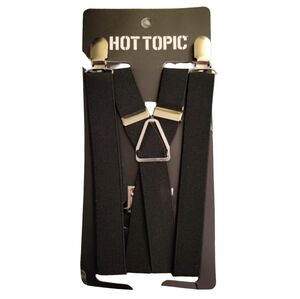 Hot Topic 1" Black Adjustable Adult Suspenders O/S Fits Most